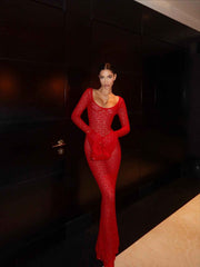 Women's Long Sleeve Knitted Maxi Summer Dress
