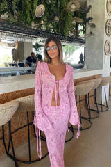 Women's Flowing Two-Piece Vacation Summer Cover-up Set