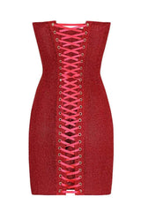 Women's Strapless Glitter Corset Mini Party Dress