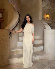 Women's Ruched Sheer Bodycon Maxi Wedding Guest Dress