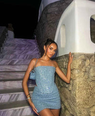 Women's Sequin Glitter Two-Piece Denim Set