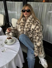 Women's Oversized Faux Fur Leopard Coat