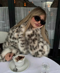 Women's Oversized Faux Fur Leopard Coat