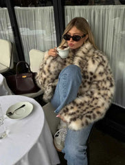 Women's Oversized Faux Fur Leopard Coat