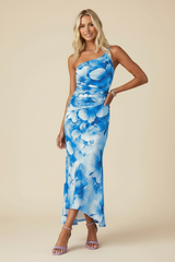 Women's One-Shoulder Floral Maxi Wedding Guest Dress