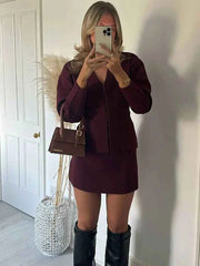 Women's Ribbed Long Sleeve Two-piece Set