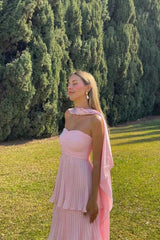 Women's Strapless Tiered Maxi Wedding Guest Dress
