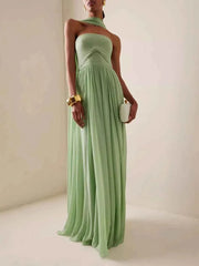 Women's Elegant Strapless Maxi Wedding Guest Dress