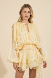 Women's Flowing Balloon Sleeve Mini Summer Vacation Dress
