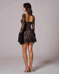 Women's Long Sleeve Romantic Lace Mini Dress
