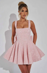 Women's Dazzling Sequin Bow Mini Cocktail Dress