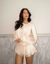 Women's Mini Summer Dress with Ruffles and Balloon Sleeves
