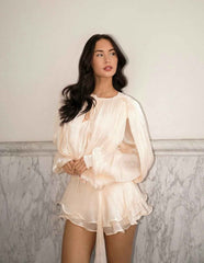 Women's Mini Summer Dress with Ruffles and Balloon Sleeves