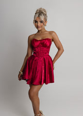 Heartstopper Strapless Mini Dress - Red