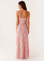 Holly Maxi Dress - Pink Floral Strapless