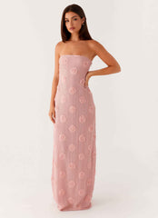 Holly Maxi Dress - Pink Floral Strapless
