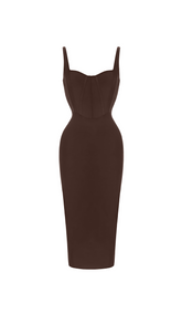 Bianca Brown Bandage Midi Dress