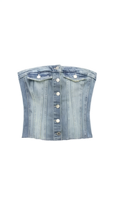 Kaya Denim Strapless Crop Top