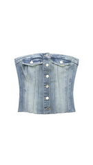 Kaya Denim Strapless Crop Top