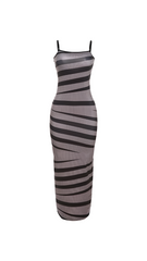 Paulina Striped Mesh Midi Dress