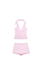 Gabby Soft Pink Crop Top and Mini Skirt Set
