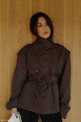 Cornelia Chocolate Alden Short Trench Jacket