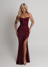 In The Spotlight Maxi Dress - Burgundy