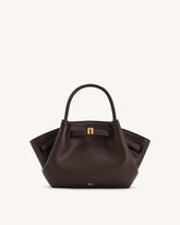 Hana Vegan Leather Mini Crossbody Tote Bag - Dark Brown