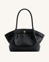 Hana Vegan Leather Large Tote Bag - Black