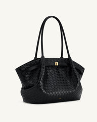 Hana Vegan Leather Large Tote Bag - Black