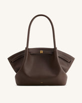Hana Vegan Leather Large Tote Bag - Dark Brown