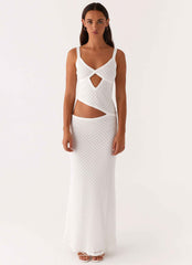 Jocelyn Maxi Dress - White Crochet Cut-Out