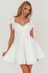 FLUTTER SLEEVE A-LINE MINI PARTY COCKTAIL DRESS