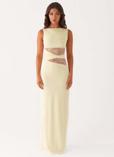 Karma Maxi Dress - Yellow Lace Waist