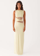 Karma Maxi Dress - Yellow Lace Waist
