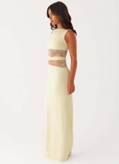 Karma Maxi Dress - Yellow Lace Waist