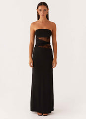Karma Maxi Dress - Black Lace Strapless