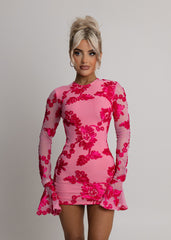 Locked In Heaven Long Sleeved Mini Dress - Pink