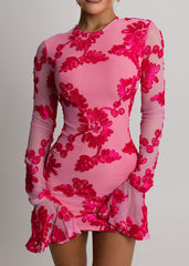 Locked In Heaven Long Sleeved Mini Dress - Pink