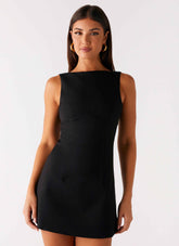 Lulita Mini Dress - Black Deep V-Back