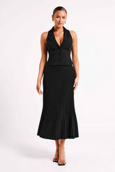 Twyla Black Pleated Maxi Skirt