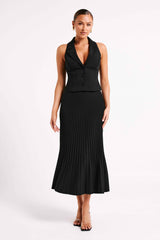 Twyla Black Pleated Maxi Skirt