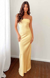 STRAPLESS SATIN MAXI FORMAL SUMMER DRESS