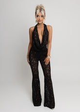 New Rules Embellished Lace Jumpsuit - Black