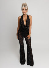 New Rules Embellished Lace Jumpsuit - Black