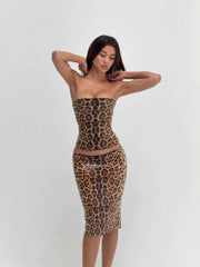 Leopard Mini Dress - Black Sleeveless Bandeau