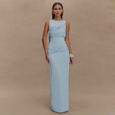 Sener Maxi Dress - Black Backless Split