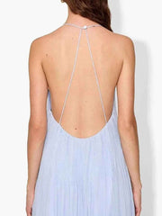 Blue Muse Maxi Dress - Light Blue Striped Spaghetti Strap