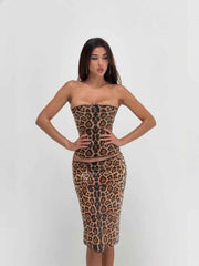Leopard Mini Dress - Black Sleeveless Bandeau
