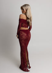 Opulent Dreams Lace Two Piece - Burgundy